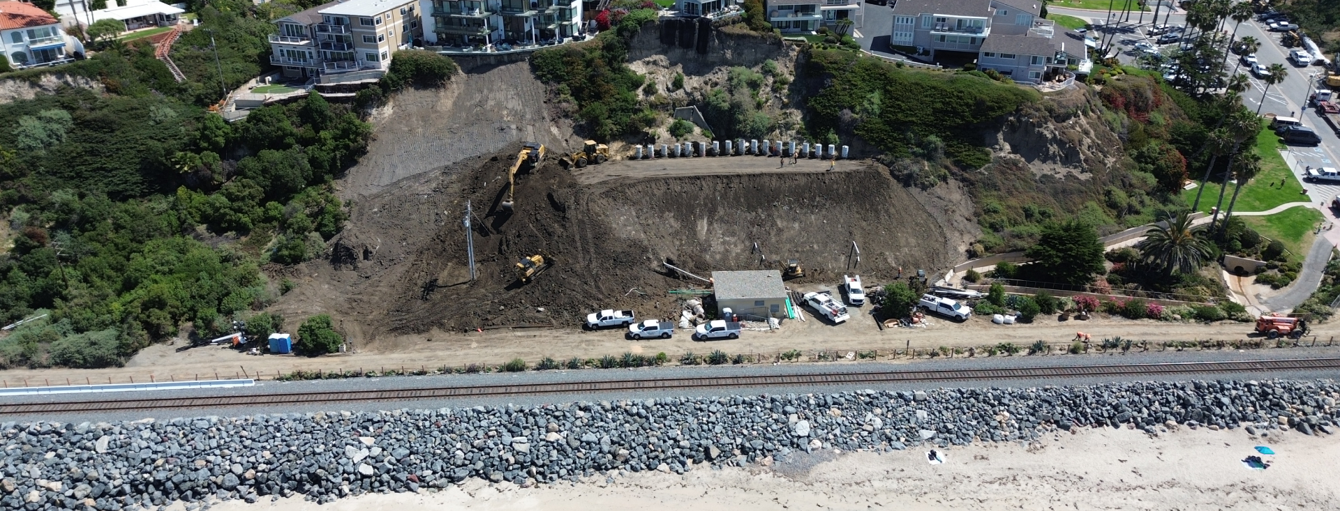 Marquita slope repair project with earth retention work above coastal rail corridor